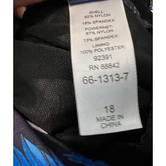 Swimsuits for All Sarong Front 1-Piece Swimsuit  Size 18  Blue Floral - Picture 9 of 10